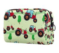 Red Tractor in The Field Cosmetic Bag for Women, Travel Toiletries Bags Large Makeup Handy Pouch Organiser Bag with Zipper