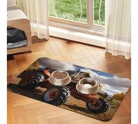 Red Tractor Pet Water Absorbent Faux Leather Feeding Mat 40x60cm Non Slip Durable Mat for Cat and Dog Bowls