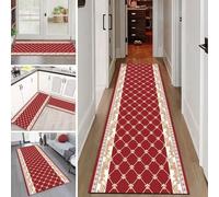 Red Tradital Carpet Runner Rug for HallwayNonSlip Extra Long Washable Stair & Entryway Rug 60x400cm/80x350cm (Sizes: 60x200cm/2ftx6.6ft)