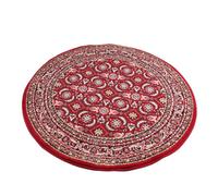 Traditional Esta Rug Bordered Oriental Floral Rug for Living Room Bedroom Lounge Home Decor Classic Rug Red Round 120x120 cm (4x4') Circle