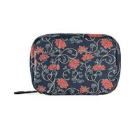 Red Traditional Floral Design Bags with Detachable Compartments Attachable Pill bagspill Cases Organizers