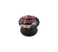 Red Train in Japanese Village - Cozy Anime Aesthetic PopSockets Adhesive PopGrip