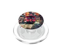 Red Train in Japanese Village - Cozy Anime Aesthetic PopSockets PopGrip for MagSafe