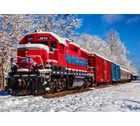 Red Train In The Snow