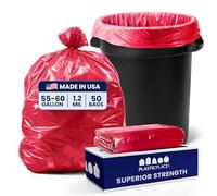 Red Trash Bags, 55-60 Gallon 100 / Case 1.5 Mil