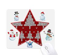 Red Tree Knit Nordic Illustration Pattern Christmas Snowman Family Star Mouse Pad