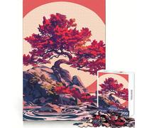Red Tree on A Rock Island 1000 Pieces Jigsaw Puzzles for Adults Fine Logic Toy Leisure Time Neat Edge Art Collectible (38x26cm)
