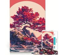 Red Tree on A Rock Island Jigsaw Puzzles for Adults 1000 Piece Strengthen Recall Casual Fun Quality Edge Stylish Gift (38x52cm)
