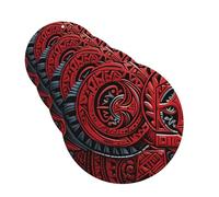 Red Tribal Pattern Car Air Fresheners 4 Pcs Funny Hanging Car Air Fresheners Cute Long Lasting Scented Mirror Hanging Decoration Ornaments Gift For Men Women Round Shape