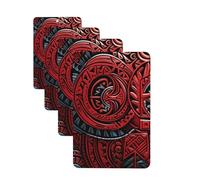 Red Tribal Pattern Car Air Fresheners 4 Pcs Funny Hanging Car Air Fresheners Cute Long Lasting Scented Mirror Hanging Decoration Ornaments Gift For Men Women Rectangle