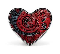 Red Tribal Pattern Lapel Pin Cute Custom Button Pin Personalized Heart Brooch Aluminum Alloy Brooch Pins Fashion Exquisite Badge Pins for Hat Bag Suit Tie Wedding Accessories