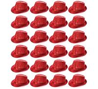 Red Trilby Hat - Red Sequin Fedora Hat 1920's Gangster Fancy Dress Unisex Accessory - Perfect for Sporting Events, Dance Shows, Parties and Fancy Dress Events - Pack Of 48