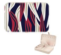 Red Tropical Leaf Girls Jewellery Box, Pu Leather Jewelry Box, Mens Mini Jewelry Travel Case for Necklace Cufflink, Women Travel Essentials, Gift for Teenage Girl, Gifts Teen Girls Man