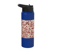 Red Tropical Pineapple Palm Leaf Aloha Summer Pattern Stainless Steel Insulated Water Bottle
