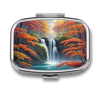 Red Tropical Trees Pill Case Travel Portable Pocket Pill Box 2 Compartment Medicine Case Large Capacity Daily Pill Cases Vitamin Organizer Medicine Organizer Small Pill Box