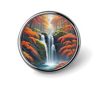 Red Tropical Trees Round Badge Personalized Metal Lapel Pin Badges Fit Clothing Bags Hat Humorous Printed Brooch Badge Party Decorations Accessories for Men Women