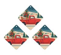 Red Truck Christmas Car Air Freshener, 3 Pcs Rhombus Hanging Air Freshener Cards, Long Lasting Fragrance Scented Cards for Car, Home, Office White-style