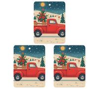 Red Truck Christmas Car Air Freshener, 3 Pcs Square Hanging Air Freshener Cards, Long Lasting Fragrance Scented Cards for Car, Home, Office Gray-style