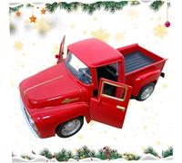 Red Truck Christmas Decor Scale 1:32 - 5-Inch Metal Vintage Truck Table Planter - Decorative Tabletop Storage for Christmas, Harvest, Thanksgiving Day, Fall