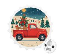Red Truck Christmas Magnetic Bottle Opener, Space Saving Kitchen Tool, Funny Beer Opener & Refrigerator Magnet for Camping, Traveling Camping White-style