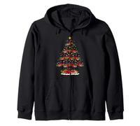 Red Truck Christmas Tree Lights Santa Funny Vehicles Xmas Zip Hoodie