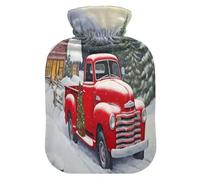 Red Truck Farm Christmas Hot Water Bottle with Soft Fleece Cover Hot Water Bag for Neck and Shoulder Pain Relief Hot and Cold Therapies-L