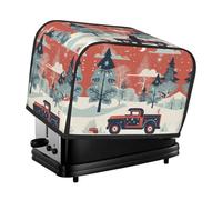 Red Truck Snow Toaster Cover 2 Slice, Waterproof Bread Machine Covers with Pockets Universal Size Kitchen Small Appliance Cover with Handle, Dust and Fingerprint Protection