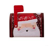 Red Truck Snowman Christmas Mailbox Tin with Flag Perfect for Storing Candies and Sweet Treats This Holiday Season (A)