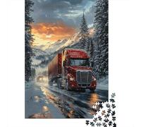 Red Truck Winter Road 1000 Pc Eco-friendly Paper Jigsaw Puzzle Set Adults Kids Fun Challenging Game Decoration 38x26cm/1000pcs