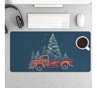 Red Truck with Christmas Tree Gaming Mouse Pad 12x24 Inch Desk Pad Protector Waterproof Non-Slip Rubber Base Keyboard Mat Extra Large Desktop Mat for Office Home Computer Laptop Table Accessory