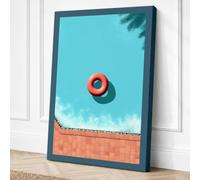 Red Tube in Turquoise Canvas Wall Art Print 18x12 Inch | Ready to Hang, Gallery Wrapped, Fade-Resistant Inks, Securely Packaged, UK Made