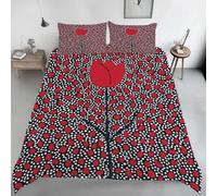 Red Tulip Duvet Cover Double Size, Polka Dot Print Bedding Set, Soft Microfiber Modern Art Comforter Cover with 2 Pillowcases, with Zipper Closure & Corner Ties G3s