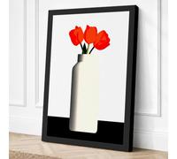 Red Tulips in White Botanical Canvas Wall Art Print 18x12 Inch | Ready to Hang, Gallery Wrapped, Fade-Resistant Inks, Securely Packaged, UK Made