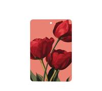 Red Tulips Minimalist Car Air Fresheners 4 Pcs Hanging Scented Cards Fragrance Scented Cards For Car Aromatherapy Tablets
