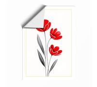 Red Tulips on White Botanical Unframed Wall Art Print A2 (59.4×42cm), Wall Decor for Living Room, Bedroom, Office & Home, Art Gift