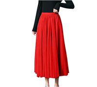 Red Tulle Skirt Women Maxi A Line Skirts Ladies Elasticated Waist Skirts Long Pleated Skirts Elegant Skirts Flared Skirts Long Mesh Skirts Tiered Skirts Vintage Swing Skirts Petticoat