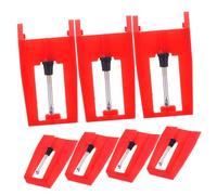 Red Turntable Stylus Needle Replacement 7pcs for Record Players | Plastic Aluminium Build, Easy Installation, Stable Signal Transmission, Home and Professional Audio Use