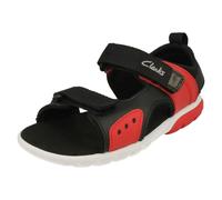 (Red, UK 1 Child) Childrens Clarks Hook And Loop Sandals Rocco Tide K - F Fit