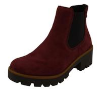 (Red, UK 4) Ladies Rieker Chunky Gusset Detailed Heeled Ankle Boots 79265