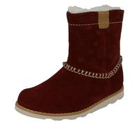 (Red, UK 5.5 Infant) Girls Clarks Casual Warmlined Boots Crown Piper - F Fit