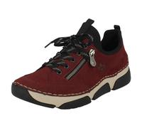 (Red, UK 6.5) Ladies Sneakers By Rieker Lace Up Shoes 45973