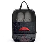 Red Umbrella in Rain Shoe Bag Travel Shoe Organizer Water-Resistant Shoe Pouch with Zipper Sneaker Dust Bag, gray, One Size, Modern