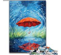 Red Umbrella on A Rainy Day Jigsaw Puzzles for Adults, Suitable for Ages 14 And Up Family Fun It Is Ideal As A Gift for The Whole Family (26x38cm)