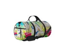 Red Unicorns with Castle andLandscape Sports Bag Tote Bag Waterproof Gym Bag with Shoulder Strap Zipper 2 Side Pockets for Men and Women, Travel and Storage Shoulder Bag.