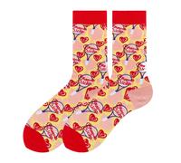 (Red) Unisex Japan Style Creative Illustration Patchwork Color Cute Couple Tube Socks