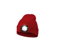 Red Unisex Warm Hat with Rechargeable 5 LED Headlamp for Camping & Hiking