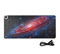 Red Universe Nebula PU Heated Large Mouse Pad 35.4 x 15.7 in Anti Slip Keyboard Mat for Computer Desk Writing Essentials