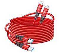 Red USB C Data Cable 10Gbps Data Transfer [3M/10ft, 2Pack], Extra Long 3.2 Gen 2 USB to Type C Charger 3.1A Fast Charging Lead for Webcam, Android Phone, iPhone 16 Pro Max/15 Pro, Samsung Galaxy S22