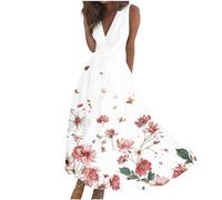 Red V-Neck Dresses for Women - Hide Tummy, Perfect for Vacation - Size 16