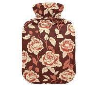 Red Valentine Flowers hot Waterbottle with Soft Cover, 2L hot compresses for The Body for Pain Relief, Pain Relief, bolsas de agua Caliente para Dolores